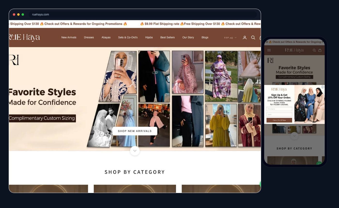 Ruehaya on desktop and mobile