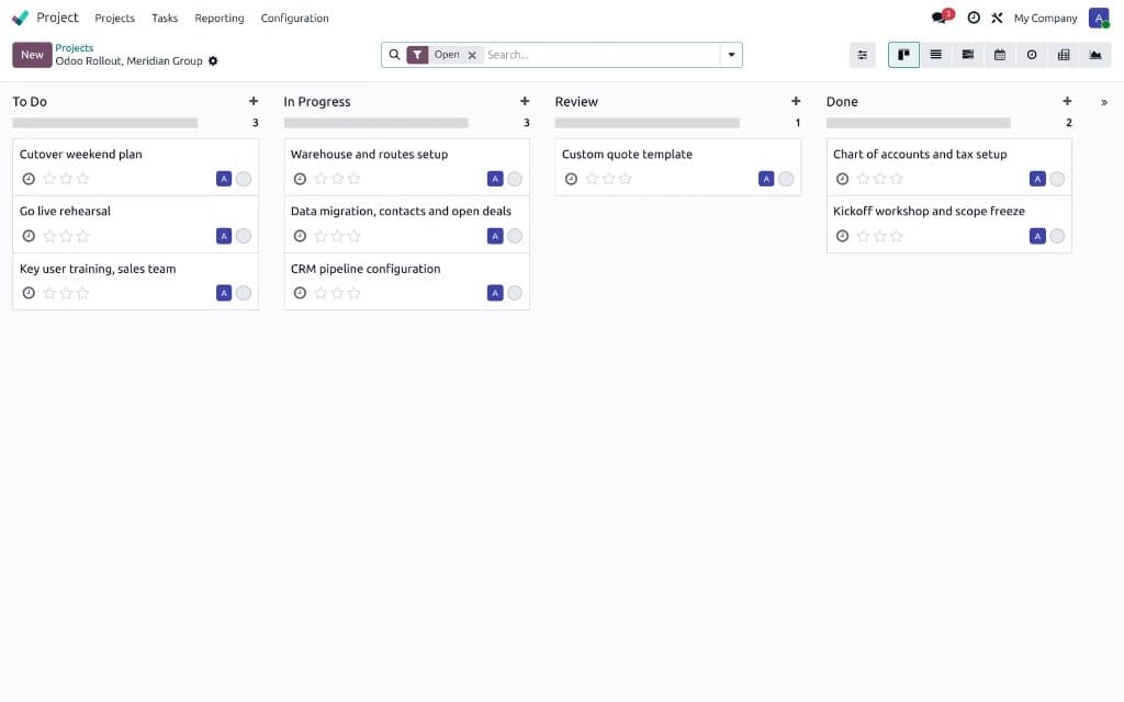 Odoo System — Dashboards & control
